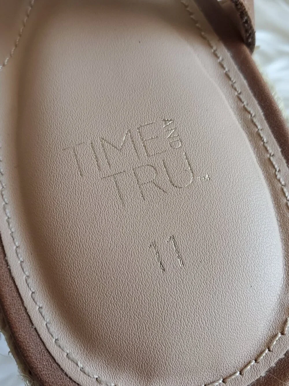 Time and Tru Women's Browne Braided Square Toe Espadrille Wedge Sandals SZ 11